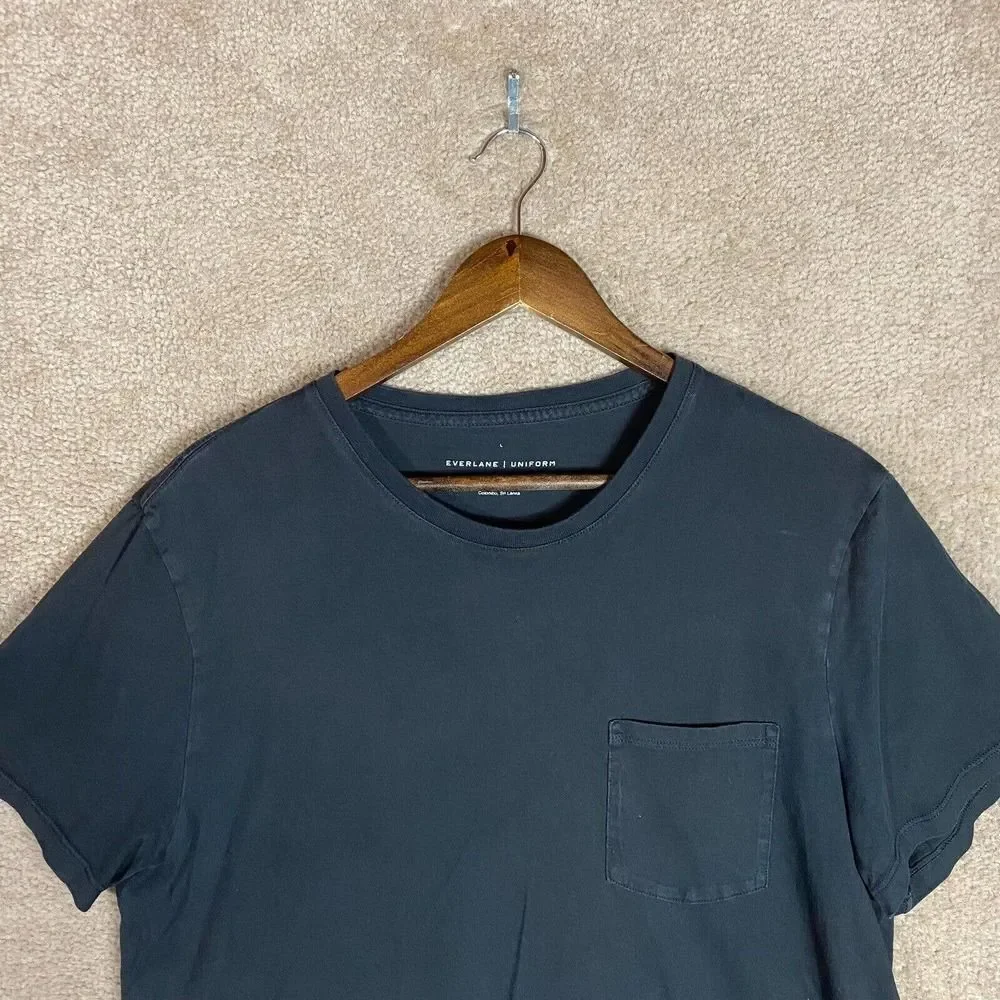 Everlane T-Shirt Mens Size Large Black Uniform Organic Cotton Crew Short Sleeve - Picture 3 of 9